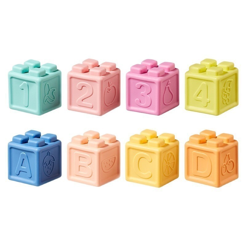 Cross-Border Soft Plastic Baby Building Block Set Jenga Educational Early Education Baby Toys Can Chew and Disinfect Soft Plastic Building Blocks