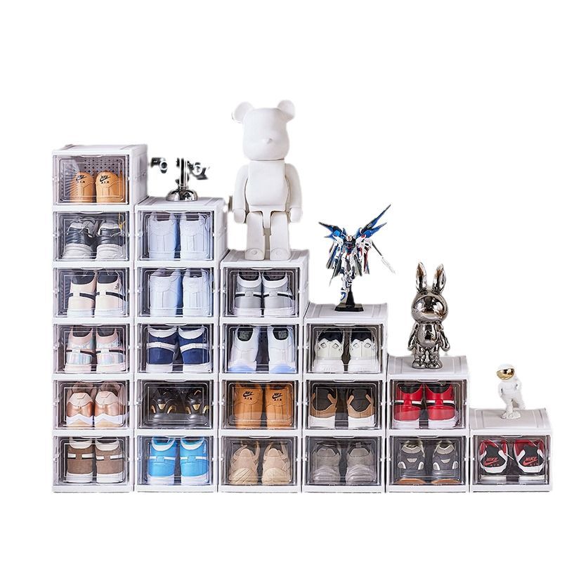 Folding Shoe Rack Plastic Household Thickened Shoe Storage Box Transparent Storage Shoe Box Removable Shoe Cabinet Free of Installation