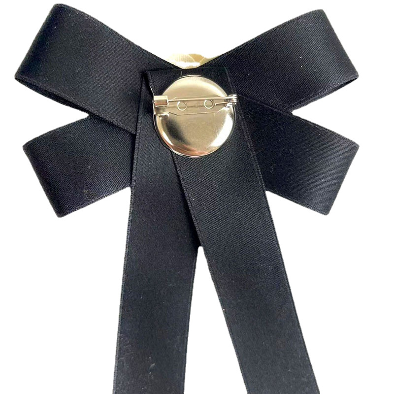 Bow Tie Shirt Women's Sweater Photo Studio Dress Black and White Business Ol Pearl String Camellia Brooch Headwear Retro Bow Tie