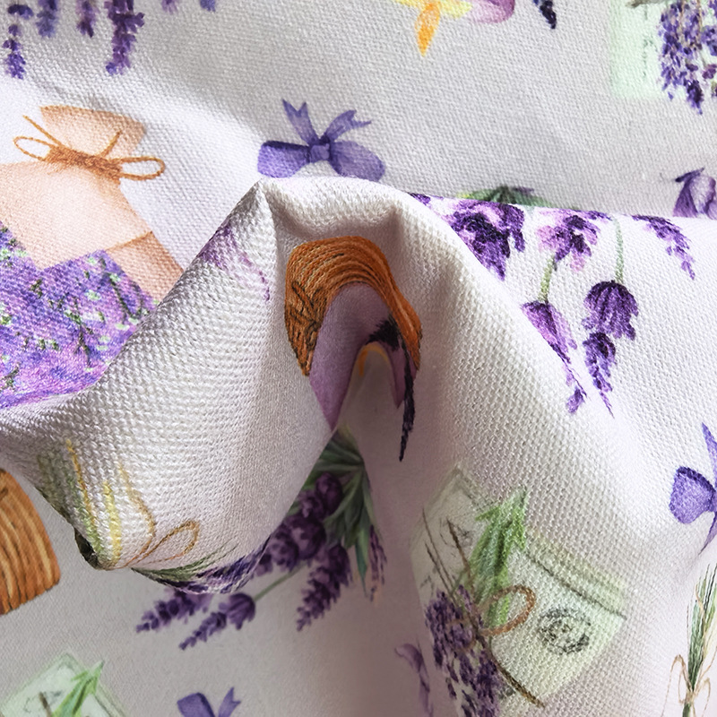 Polyester-Cotton 10 Count Digital Printing Manufacturer Supplies Lavender Printed Recycled Cotton 681216 Canvas Wholesale Home Textiles