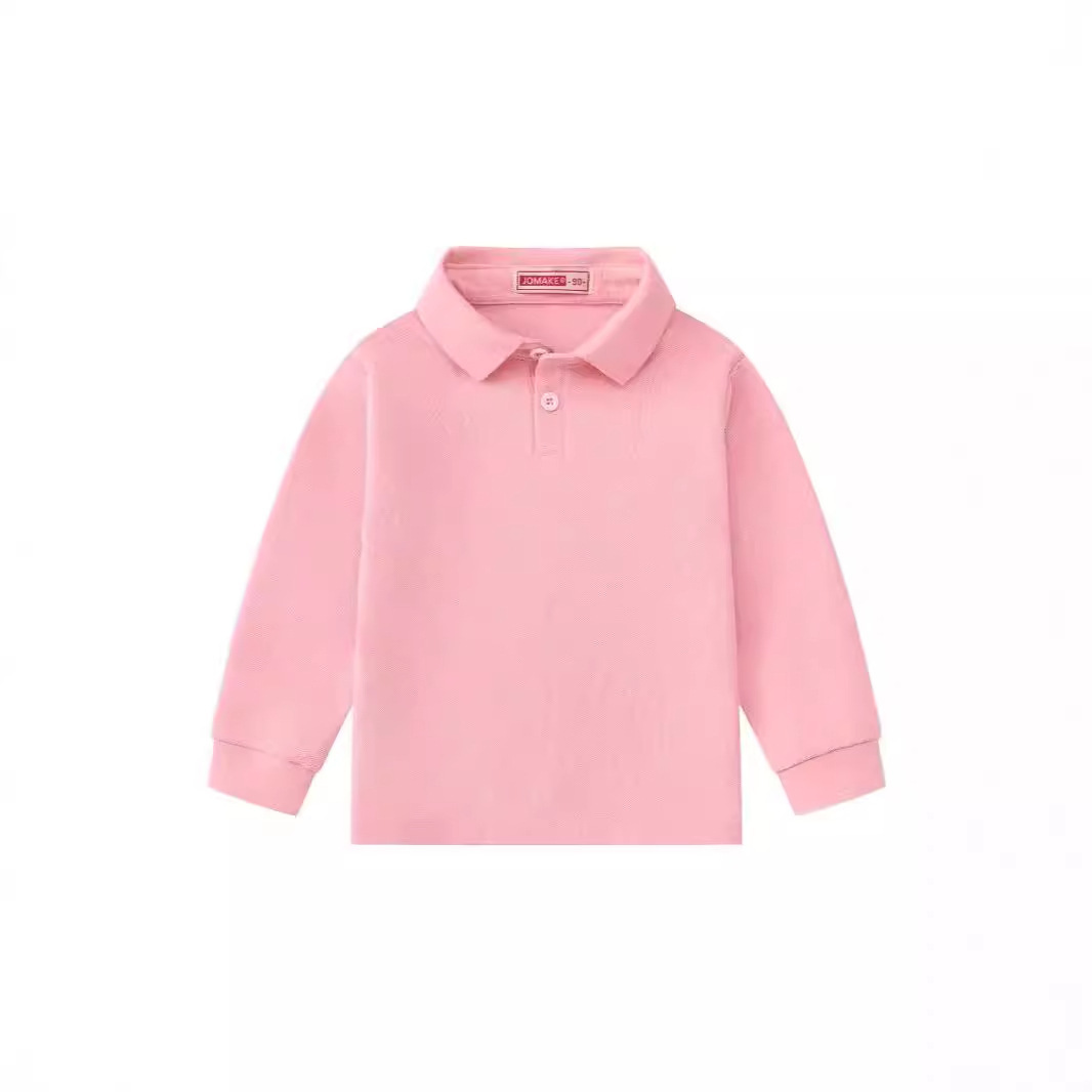 Autumn New Children's Clothing Cute Lapel Long-Sleeved Polo Shirt T-Shirt Pure Color Versatile Fresh Casual Top Wholesale
