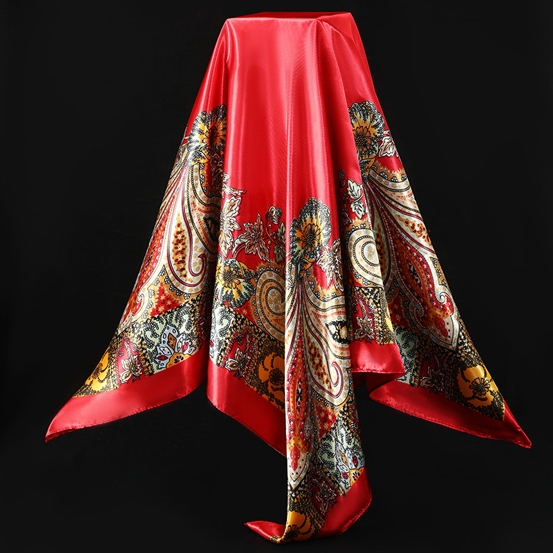 Sade satin women's spring and summer imitation silk scarf printed small square gift European and American scarf shawl wholesale