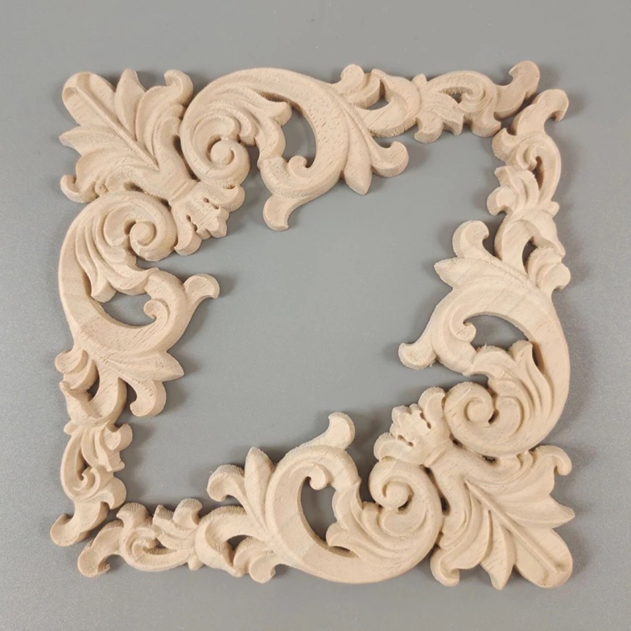 Solid Wood Corner Flower Dongyang Wood Carving European Applique Carved Home Cabinet Door Chinese Style Flower Background Wall Decorative Ornaments