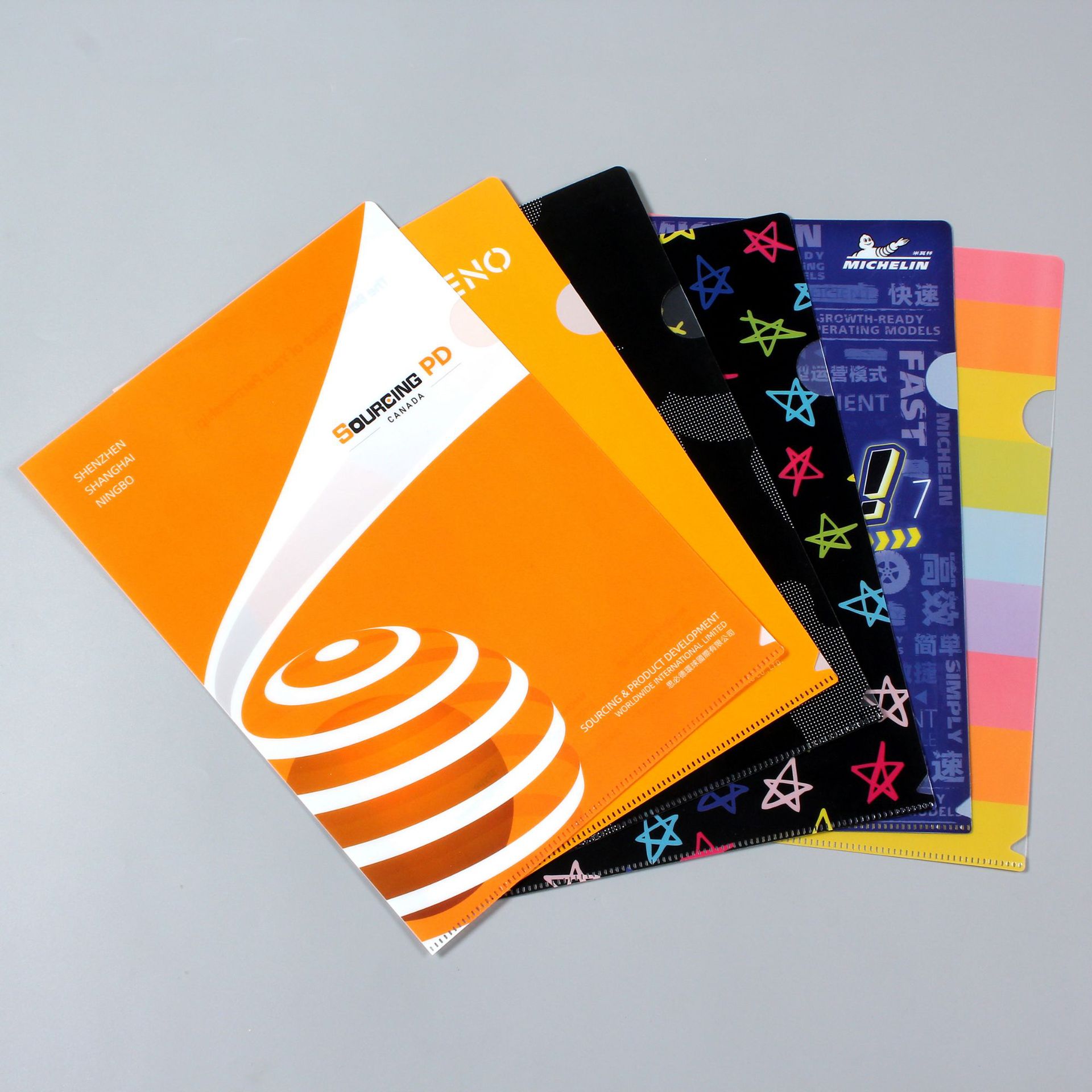 A4A5 Single Page Folder Wholesale Pp Plastic L-Shaped Folder Student Test Paper Office Colorful Folder with Logo Printing