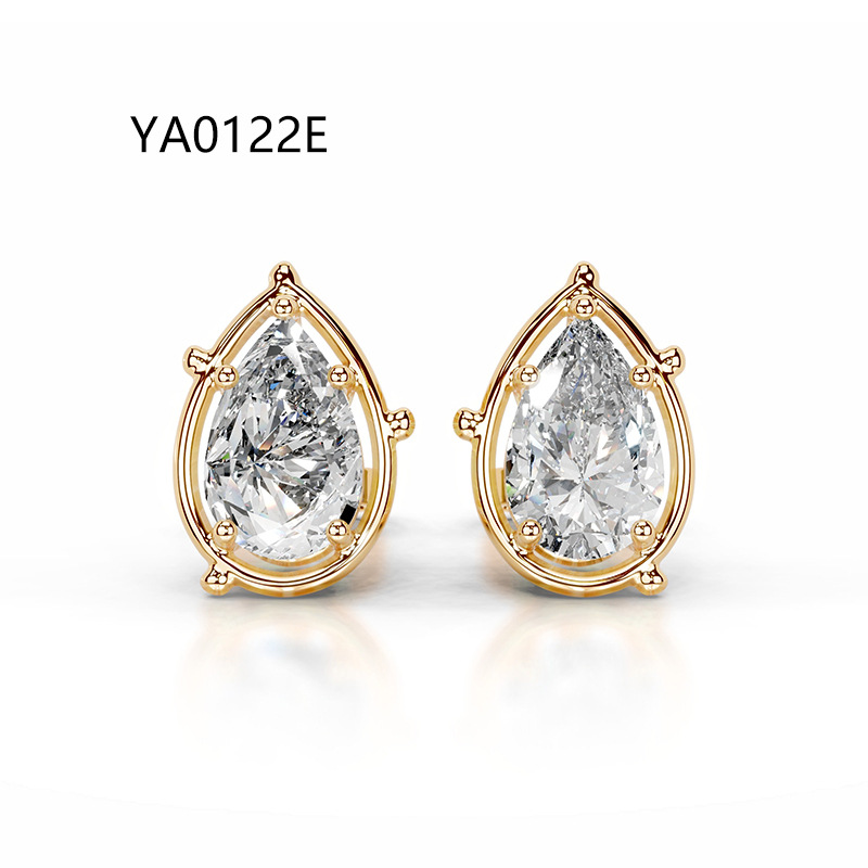 Light Luxury High-End Ins Style Diamond Earrings S925 Sterling Silver Plated 18K Gold Inlaid with 1 Carat Igi Cultivated Diamond Necklace