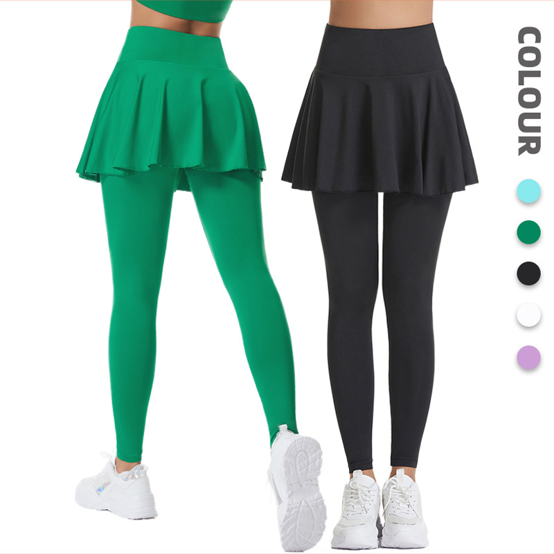 Шелковая юбка-брюки для йоги с плиссировкой для женщин, осень и зима, анти-прозрачная, высокая талия, поднимающая бедра, фитнес, теннис