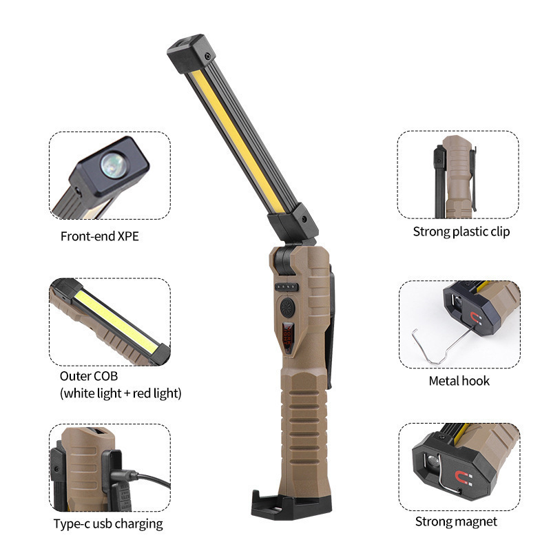 Cross-Border New Work Light Powerful Magnet Car Repair Light Emergency Light Inspection Light Strong Light Flashlight Lighting