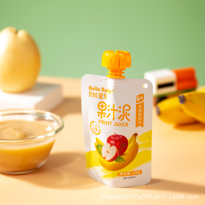 Bella Baby Children's Fruit Puree Mixed Juice Puree, Water-Absorbent, Mixable Flavors, 100g Squeeze Pouch, Portable Pack