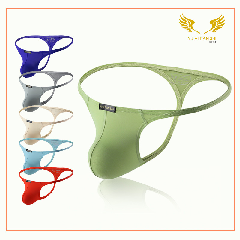 Factory Direct Supply of Men's Underwear Nylon Sexy Low-Waist Gay Single T-Pants Cross-Border Export Large Size Thong for Men