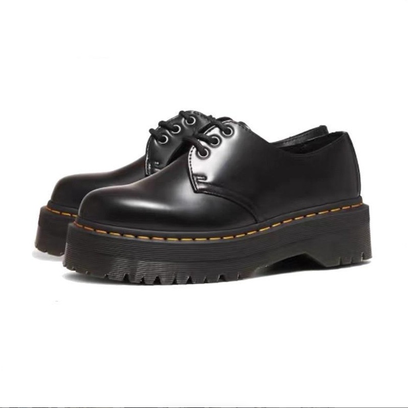 Thick-Soled Height-Increasing Shoes 2025 Autumn New Retro British Style Small Leather Shoes Women's Lace-Up Martin Boots with Stitching