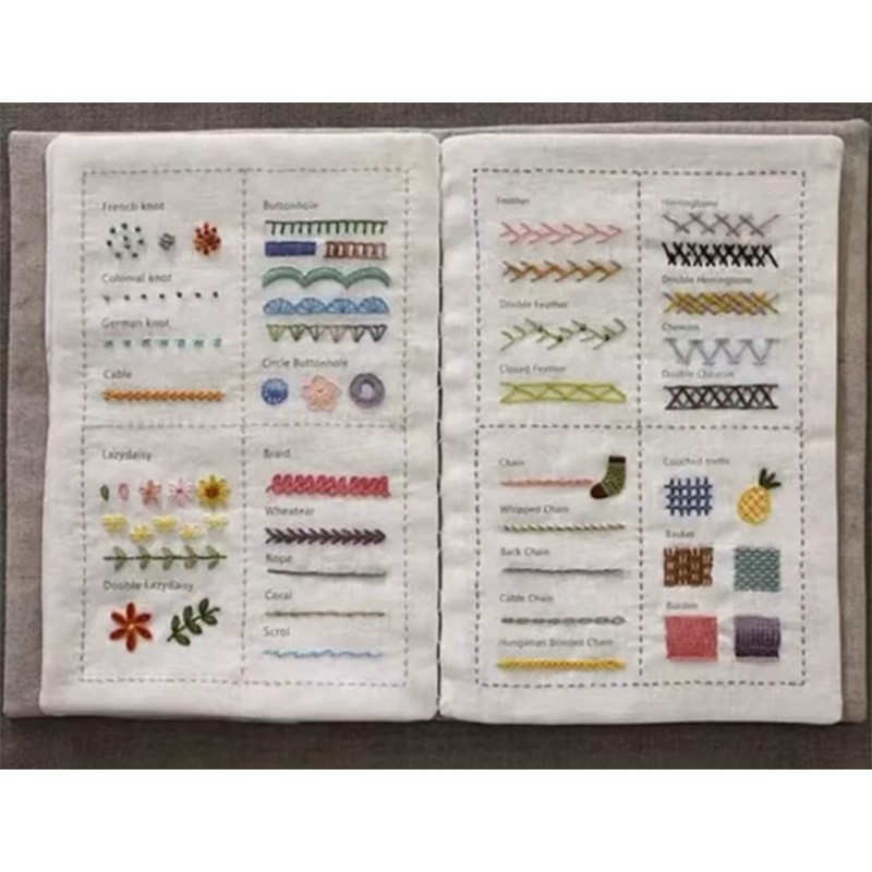 New Product Stitch Book with Tutorial Book DIY Stitch Sample Book Linen Embroider Lover Book