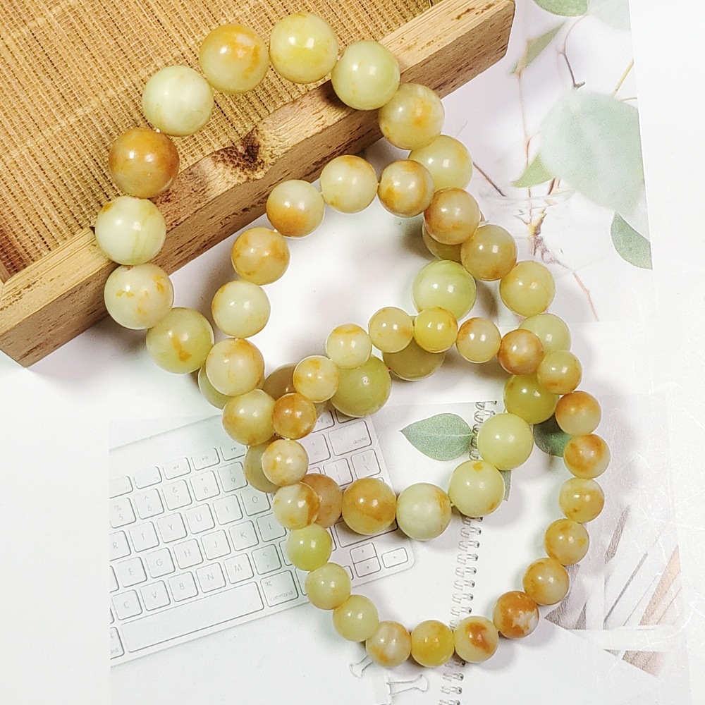 Браслет из натурального нефрита Сюян в стиле османтуса, простой браслет для мужчин и женщин, браслет из круглых бусин нефрита