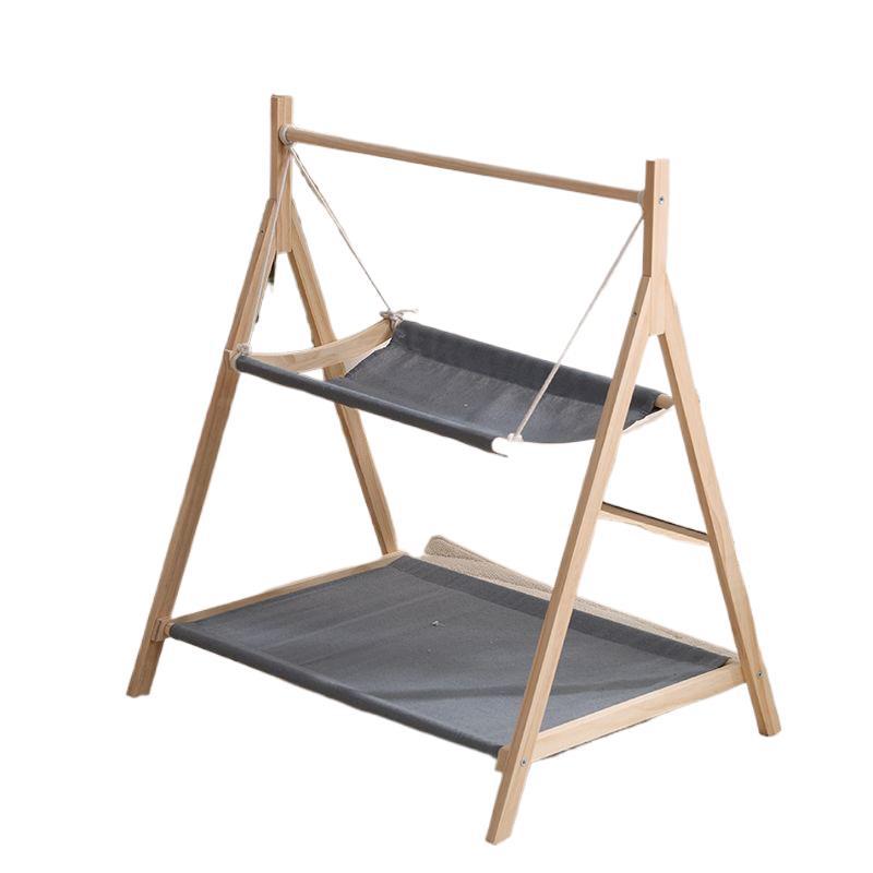 Solid Wood Hanging Pet Rocker Cat Cradle Cat Double-Layer Hammock Swing Four-Season Universal Cat Stand Ld