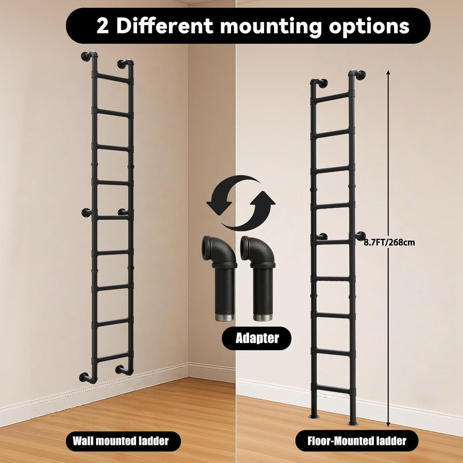 Metal Cross-Border Retro Industrial Style Indoor and Outdoor Heavy-Duty Fire Escape Ladder, Used for Export Windows and Basements