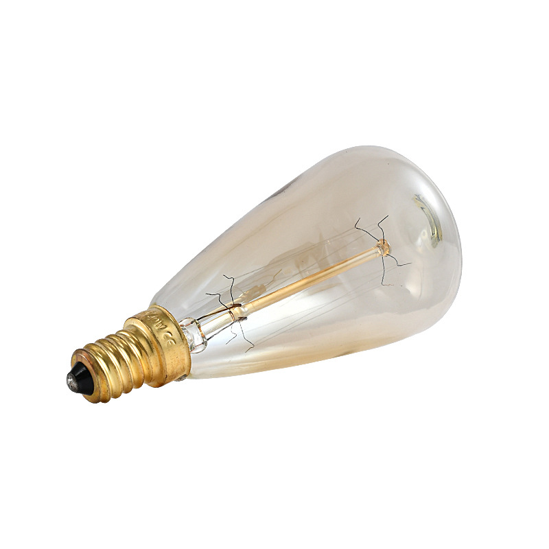 [St48 Nipple-Straight Silk] Edison Retro Bulb E14/E12/E27 Screw Fireworks Dimmable Bulb