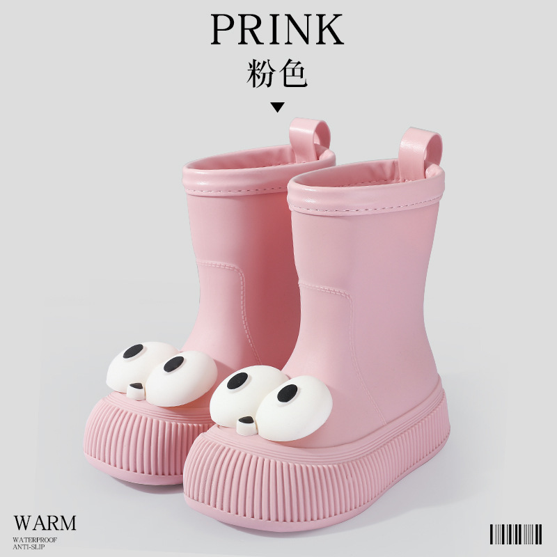 Rain Boots for Women, Fashionable Outer Wear, Women's Water Shoes, Non-Slip, Waterproof and Velvet, Family Rain Boots, Mid-Calf Water Boots, Kidsren's Rain Boots