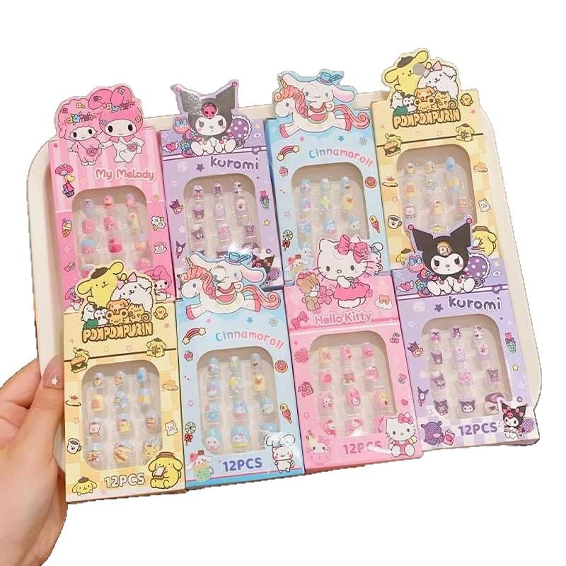 Children's Wearing Nail Pieces Kulomi Girl's Removable Funny Nail Stickers Cartoon Sanrio Toy Nail Stickers