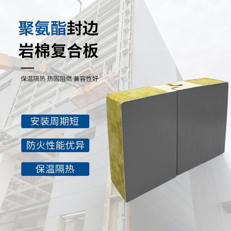 Прямые продажи завода, полиуретановая композитная плита с краевым уплотнением из каменной ваты, огнеупорная, водонепроницаемая, теплоизоляционная, сэндвич-панель для внешних стен
