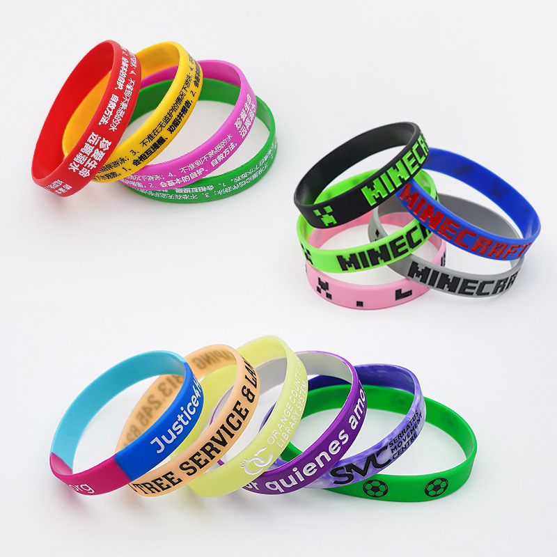Solid Color Glossy Silicone Bracelet Printed with Logo Concave and Convex Lettering Luminous Wrist Strap Processing Outdoor Sports Bracelet