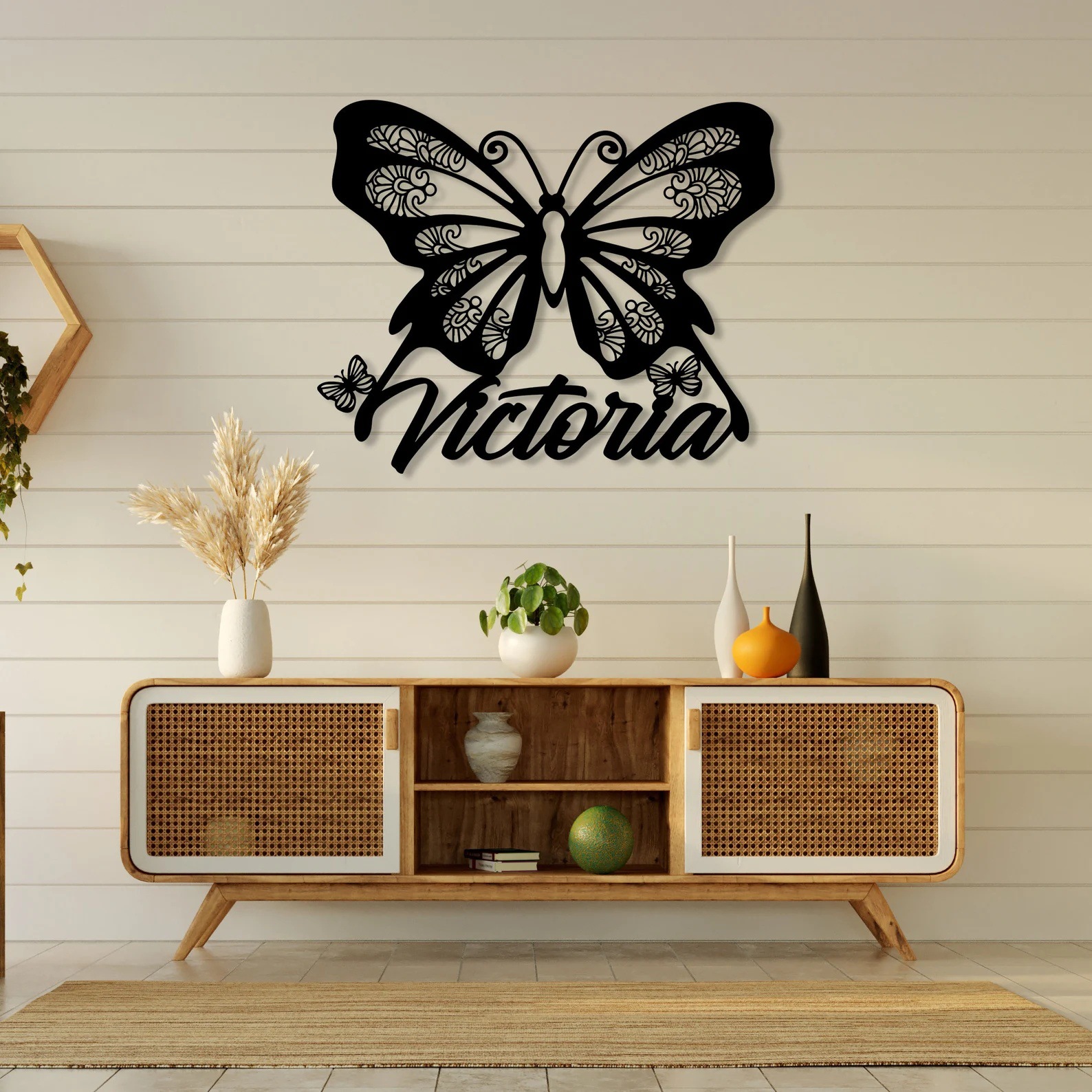 Personalized Butterfly Metal Sign Butterfly Name Sign Mother's Day Gift Flower Butterfly Wall Decoration