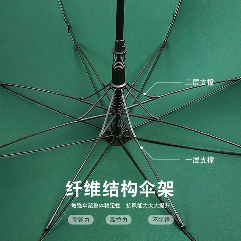 Cross-Border Oversized Men's Fiber Vinyl Umbrella Golf Umbrella Windproof Straight Umbrella Car Various Advertising Umbrellas