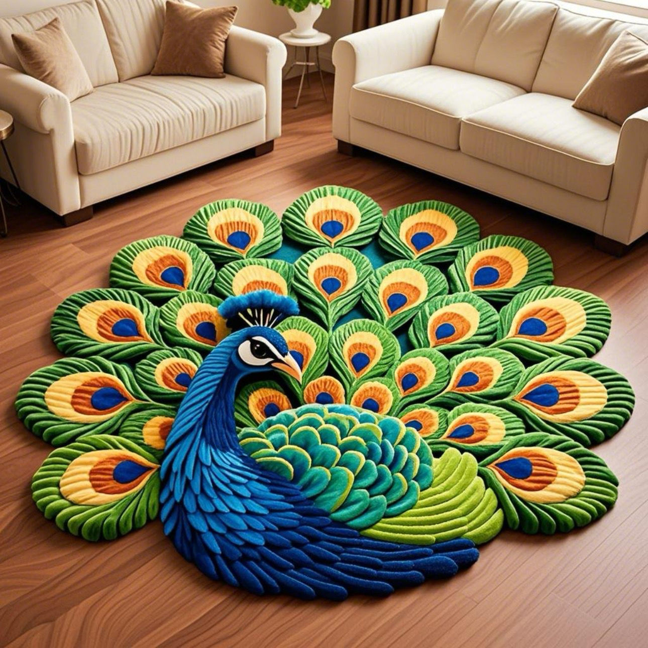 Cross-Border Special-Shaped 3D Peacock Floor Mat Bathroom Absorbent Floor Mat Living Room Coffee Table Decoration Non-Slip Foot Mat Entrance Door Mat