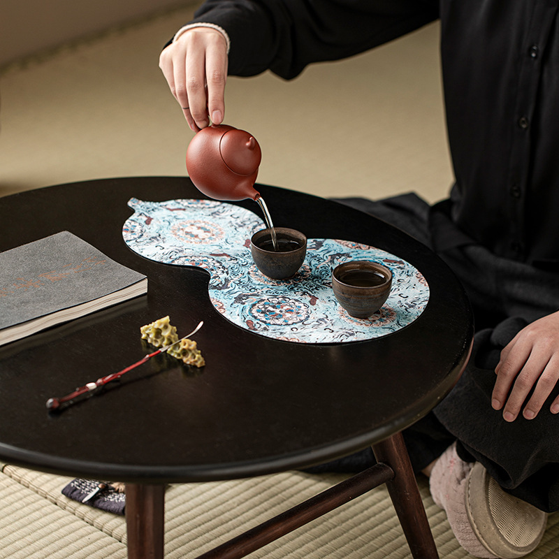 Cloud Gauze Gourd Tea Mat Waterproof Tea Mat Dry Bubble Table New Chinese Tea Coaster Zen Table Flag Fabric Coaster Tea Mat