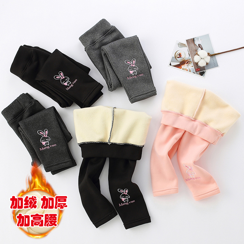 Утепленные леггинсы из бархата для детей осень и зима 2023 года, вышитые теплые брюки, детская пижама с мультяшным принтом