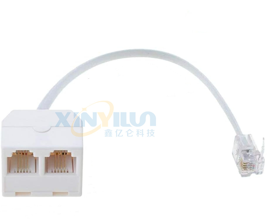 Phone 2 RJ11 6P4C telephone socket phone one male 2 female RJ11 telephone adapter