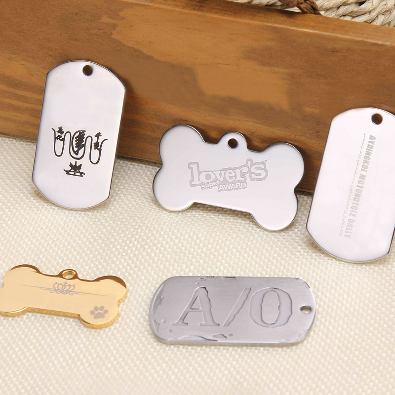 Necklace cross-border European and American stainless steel dog brand titanium steel military brand pendant metal pet listing advertising gift lettering