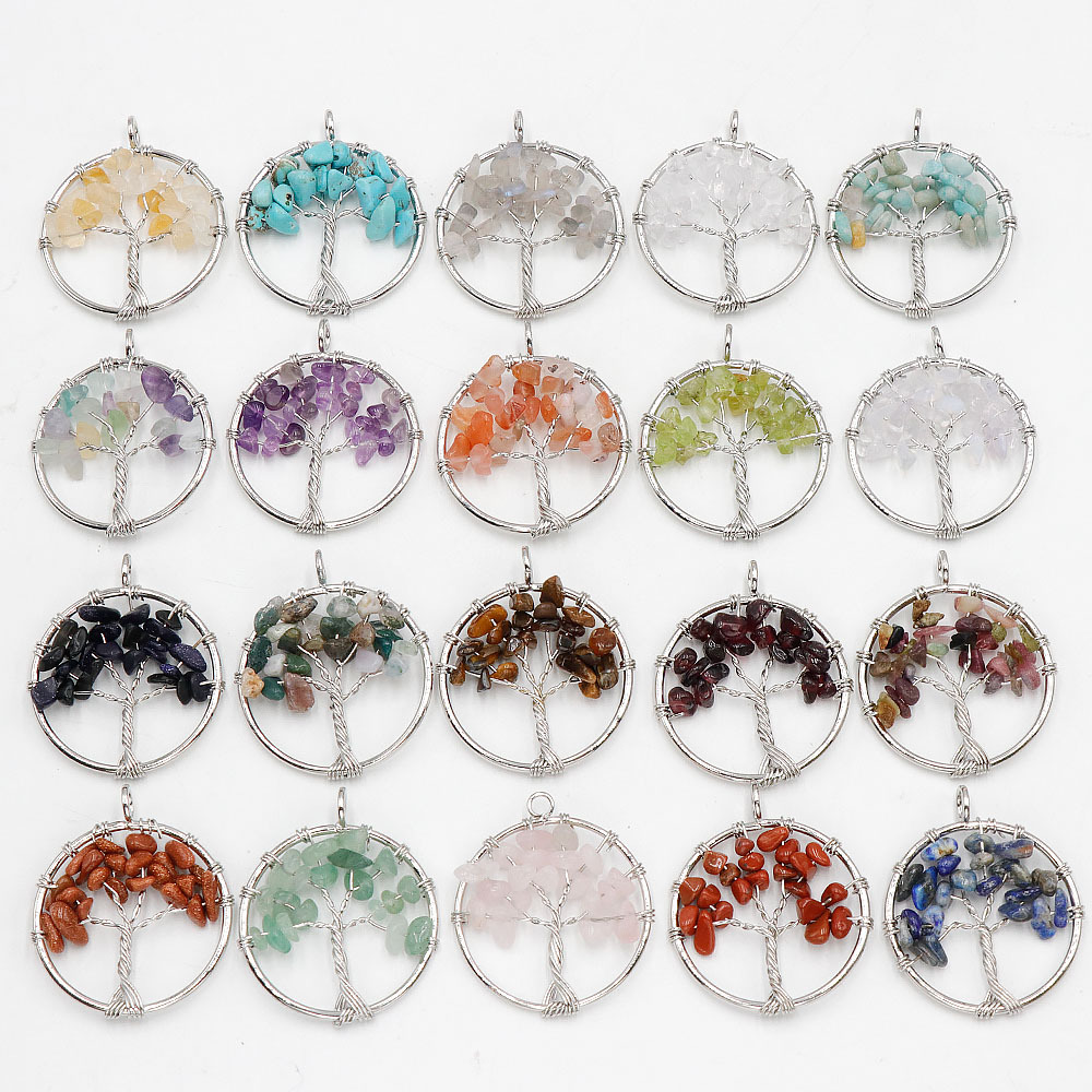 Natural crystal gravel pendant colorful tree root life tree crystal tree wishing tree diy jewelry accessories manufacturers