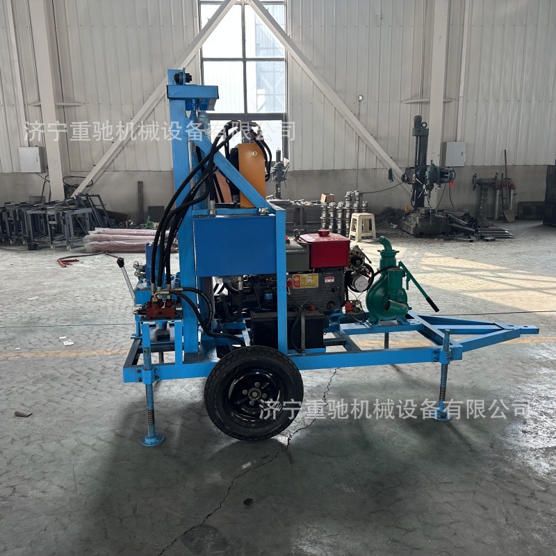 22 horsepower diesel hydraulic well drilling machine small household farmland irrigation water well drilling machine wheeled rock drilling equipment