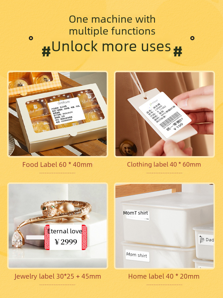 Jingchen B1 Label Printer Bluetooth Thermal Small Price Tag Sticker Strip Commercial Price Labeling Machine Barcode