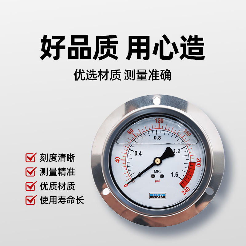 Shock-Resistant Pressure Gauge Y40Y60Y100 Standard Thread Quick-Plug Axial Radial Water Pressure Anti-Pressure Liquid High Precision