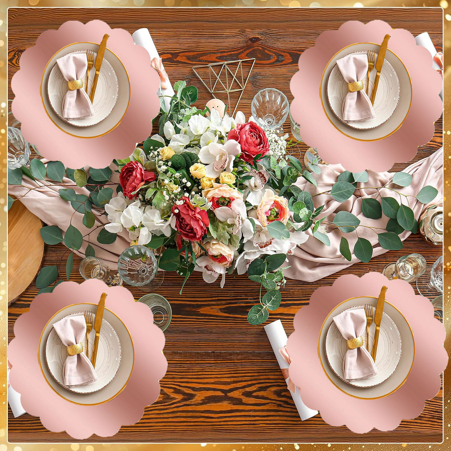Одноразовые бумажные подстилки в форме фантика розового золота для свадеб и ужинов, украшения для семейных праздников