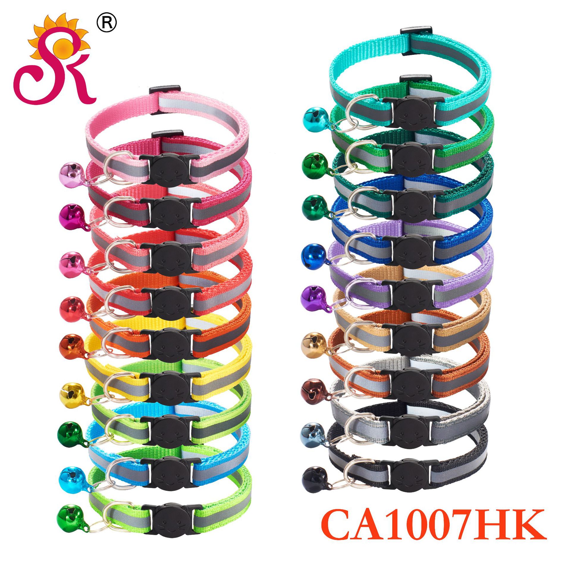 Светоотражающий ошейник с головой черной кошки 1.0, безопасная пряжка, колокольчик, оптовая продажа