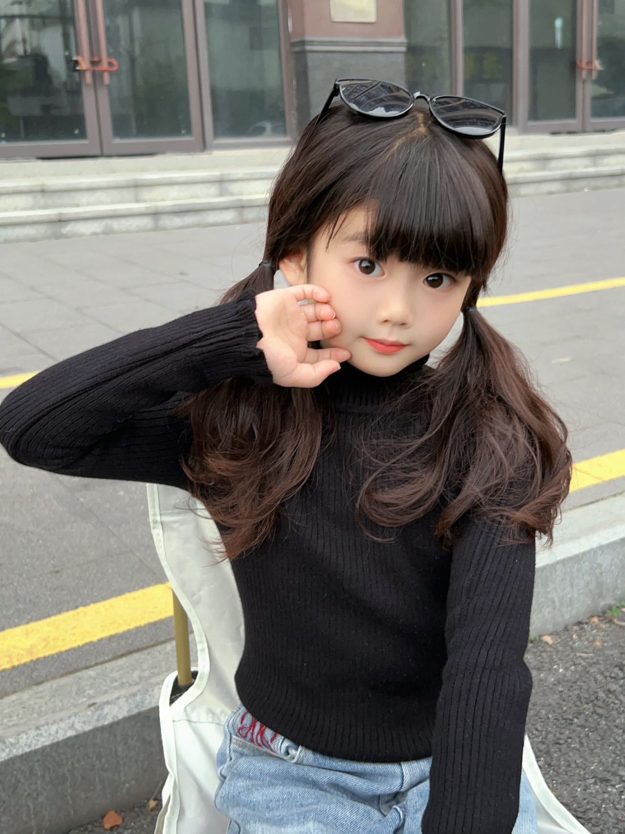 New Kidsren's All-In-One Velvet Knitwear Fleece-Lined Korean Style Fungus Lace Collar Bottoming Shirt Baby Warm Knitwear Kidsren's Clothing