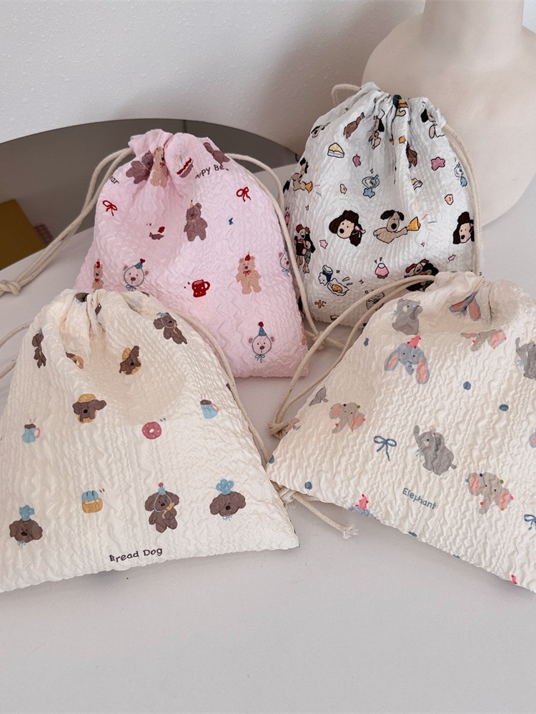 48151 [Copyright Model] Cartoon Drawstring Flap Pocket Pants Student Storage Bag Lipstick Cosmetic Bag Portable Three-Piece Set