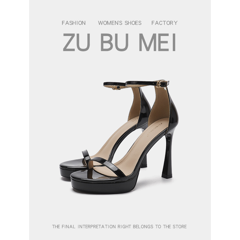 113-1 Sexy Open-Toe Round-Toe Stiletto Sandals for Women Summer 2025 New Waterproof Platform Non-Tiring High Heels