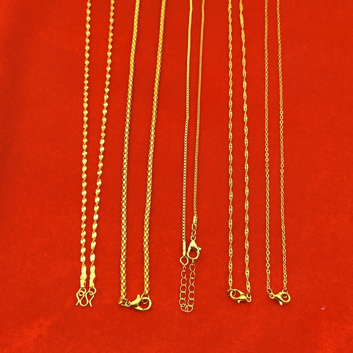 Vietnamese Sand Gold Women's Necklace Color-Preserving O-Shaped Chain Water Wave Chain Chopard Chain Electroplated Imitation Gold Chain DIY Jewelry Accessories