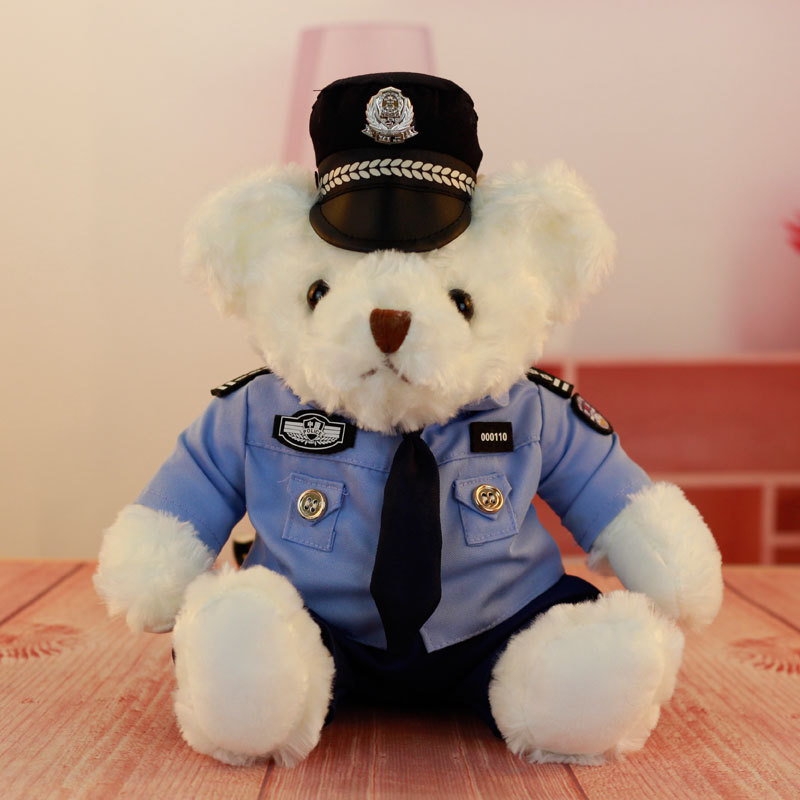 Internet Celebrity Traffic Police Bear Doll Police Bear Plush Toy Public Benefits Anti Fraud Promotion Iron Riding Bear Manufacturer Wholesale Gift