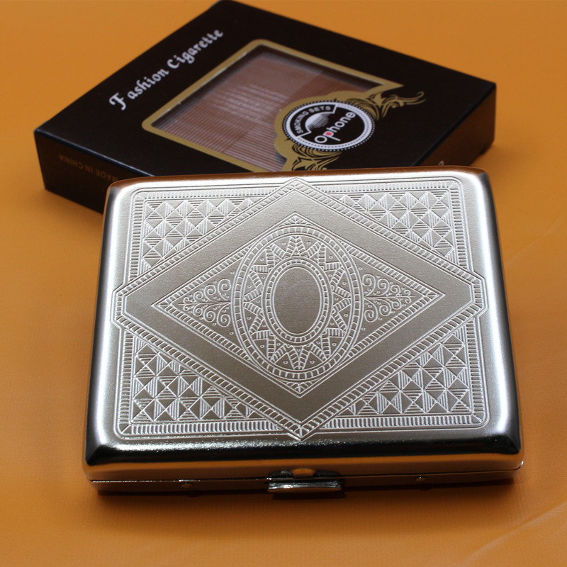 20-Pack Stainless Steel Embossed Portable Anti-Pressure Cigarette Case for Men, Stylish and Personalized Storage Box