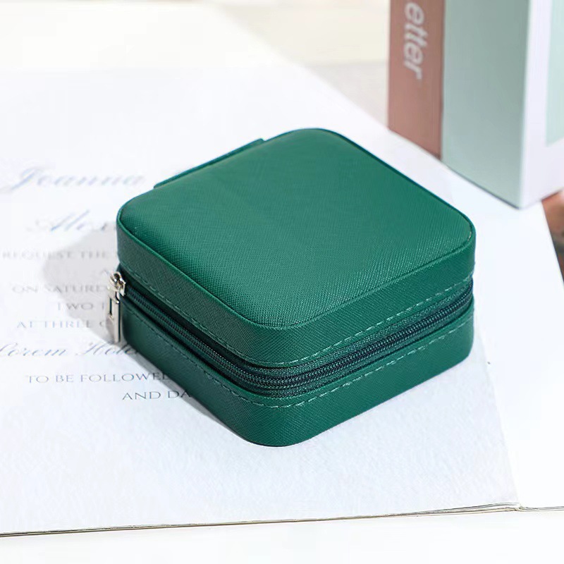 Spot Portable Jewelry Storage Box Zipper Flip Earrings Earrings Necklace Ring Jewelry Box Small Jewelry Box