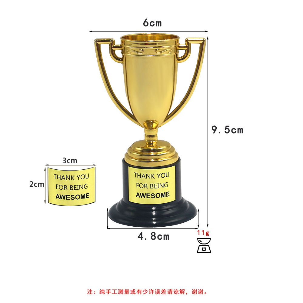Cross-border Gold Label Awards Trophy Kidsren's Plastic Small Trophy Mini Kindergarten Competition Reward Toys Wholesale