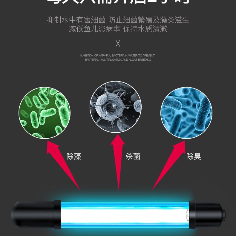 Fish Tank Lamp Uv Sterilization Lamp Fish Tank Sterilization Lamp Diving Lamp Fish Pond Aquarium Uv Algae Removal Uvc Lamp Guangdong