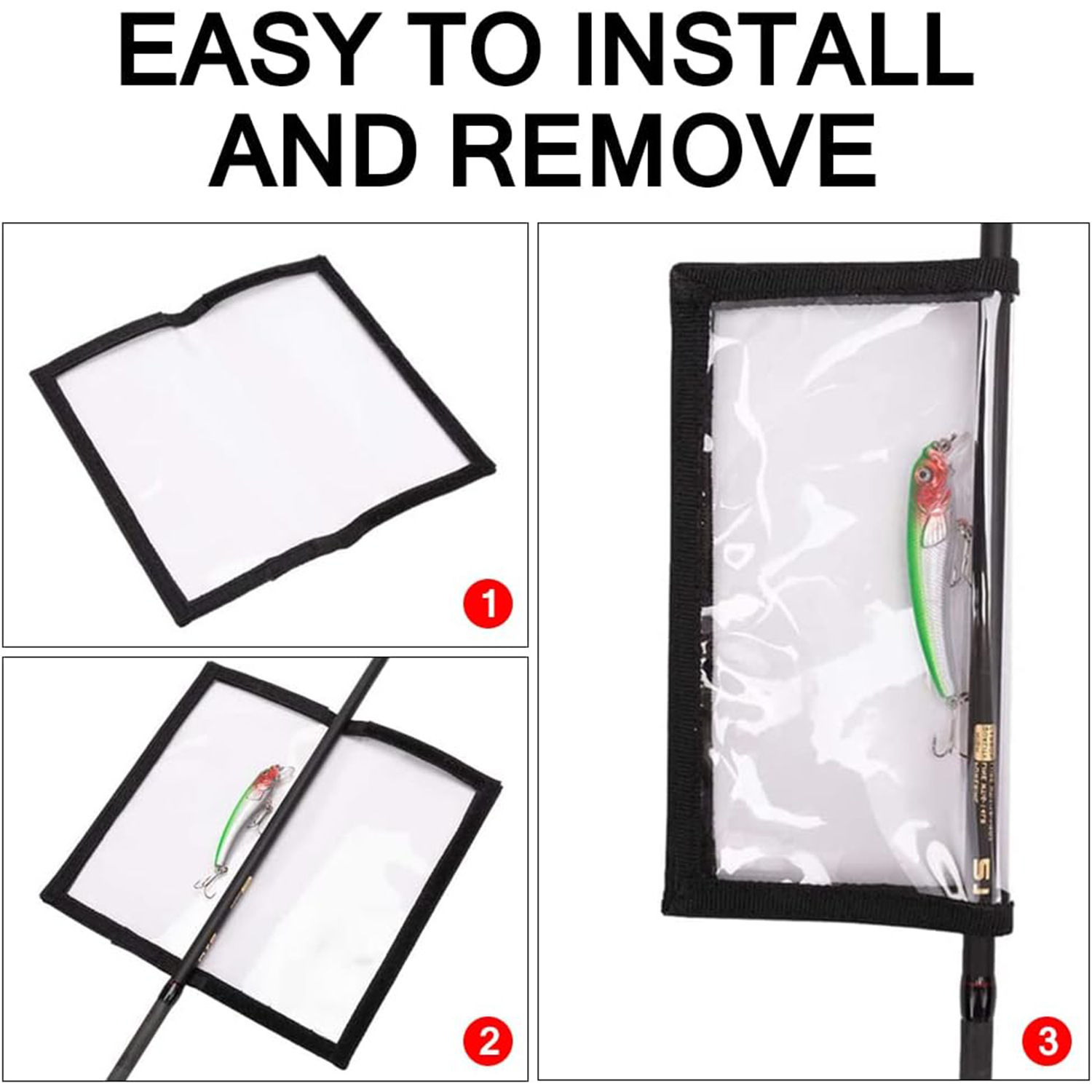 Cross-border scratch-resistant fishing hook fishing gear storage bag Velcro Luya bait storage bag transparent PVC bait protective cover