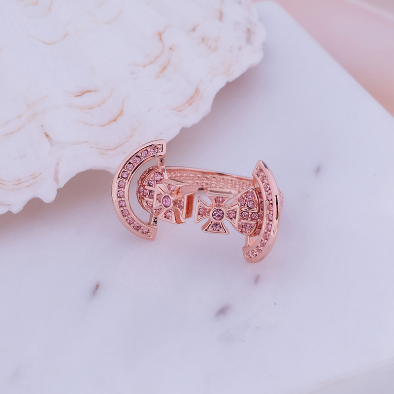 Empress Saturn Three-Dimensional Symmetrical Open Planet Full Diamond Ring for Women, Internet Celebrity Light Luxury, Niche High-End Feel