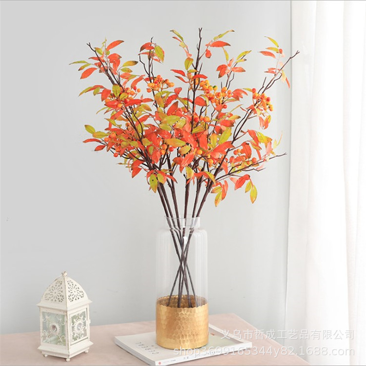 Hotel decoration flower arrangement soft decoration artificial plastic leaf material new Chinese home decoration artificial flower feel Fu Lu leaf