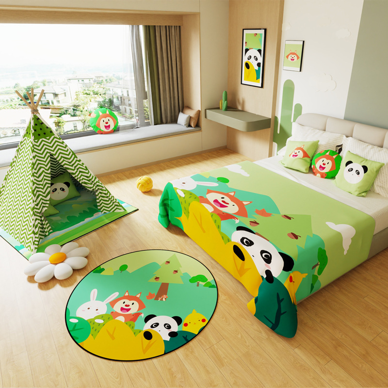 Theme Hotel Children's Parent-Child Room Layout Homestay Hotel Apartment Cartoon Animation Tent Bed Tail Bed Flag Bed Cover