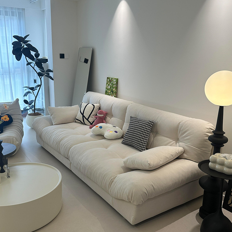 Французский кремовый диван облако, прямой диван для гостиной, маленькой квартиры, современный легкий люкс, простой интернет-знаменитый парусниковый тканевый диван